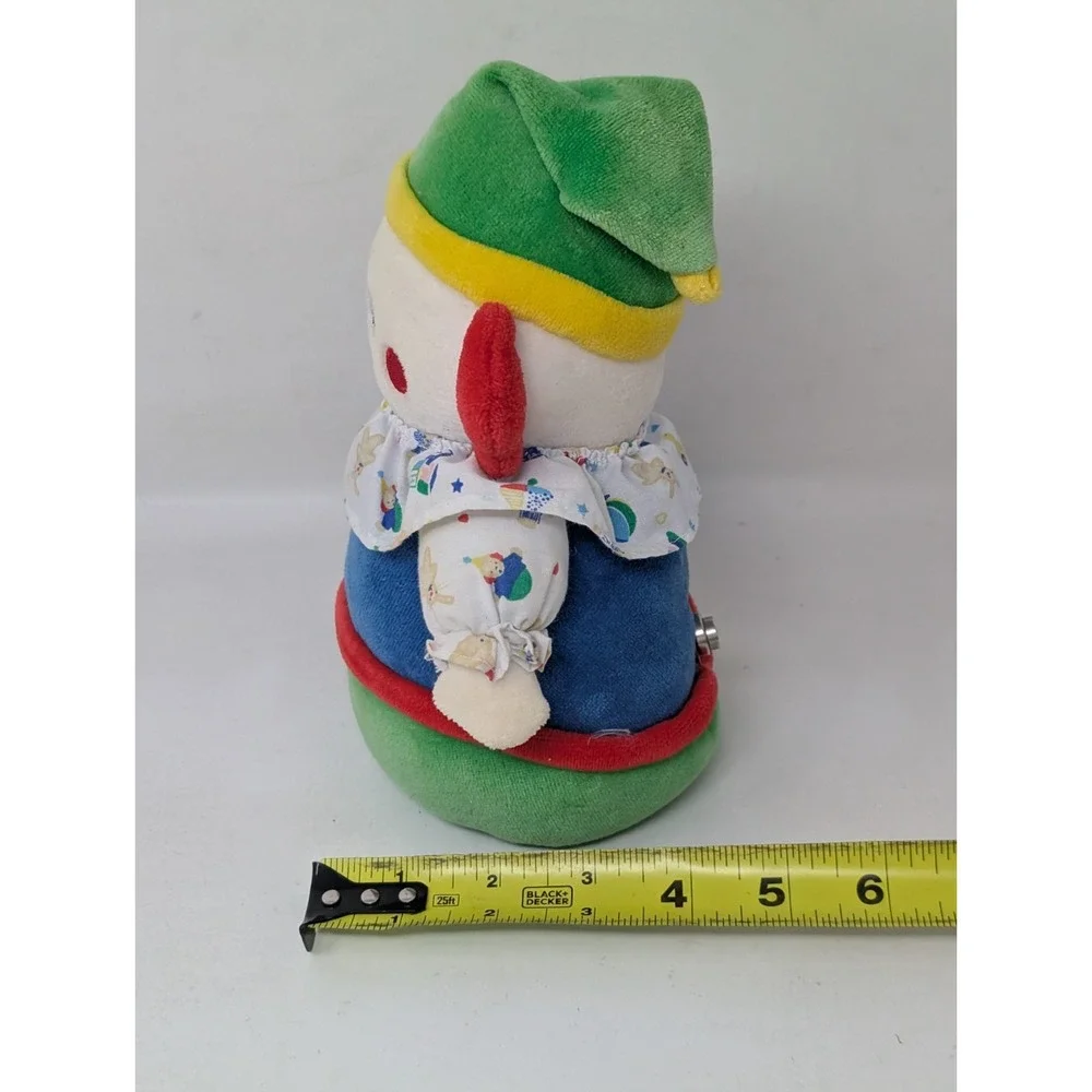Vintage Carters Velour Clown Plush Primary Color Block Musical Wind-up 90s 1990s